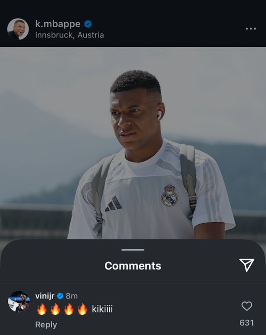 yl23455永利-姆巴佩梅开二度，维尼修斯社媒评论：兄弟，你的状态太火爆了